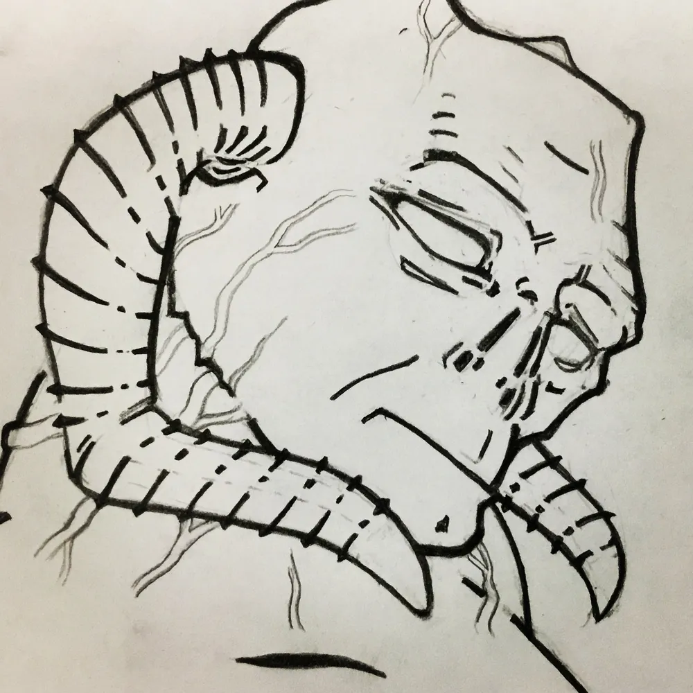 Demon In Repose, Pencil