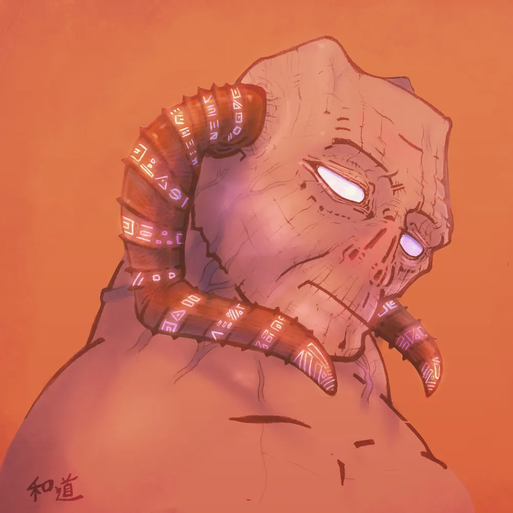 Demon In Repose, Rendered using Procreate.app and Apple Pencil