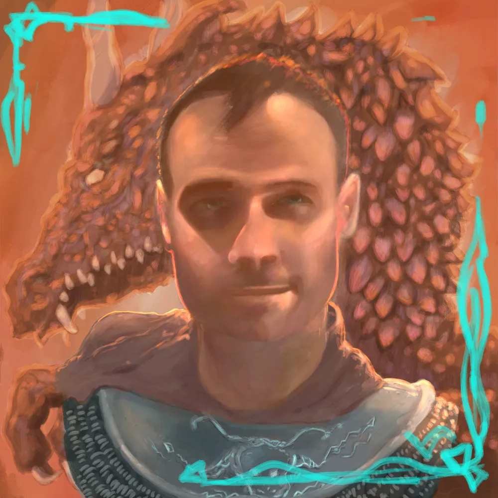 Dragon Warden with dragon pushed a bit with some more rendering.