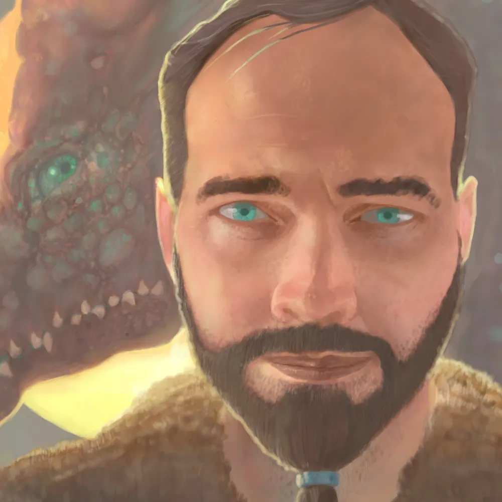 Dragon Warden (c. 2019, digital, self-portrait, cropped)