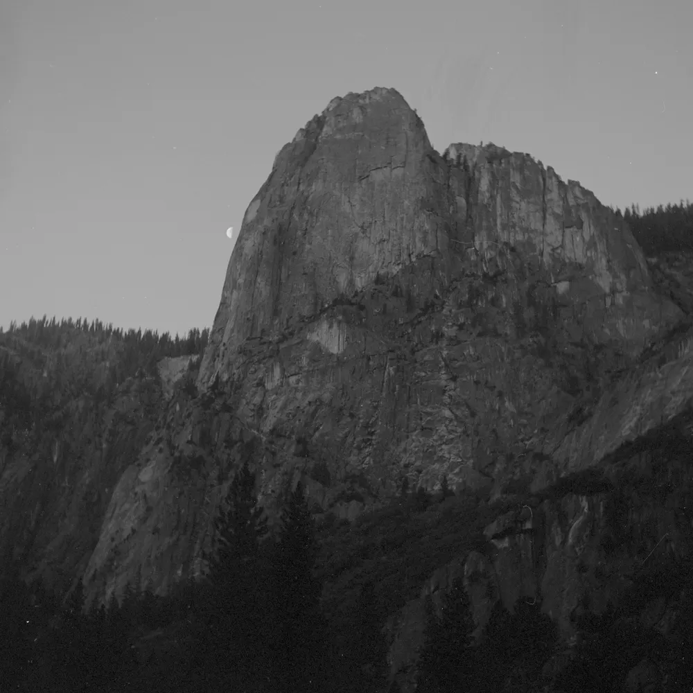Yosemite and the moon (c. 2010s, 120mm film). I’m no Ansel Adams.