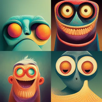 Goofy faces in style of Pixar